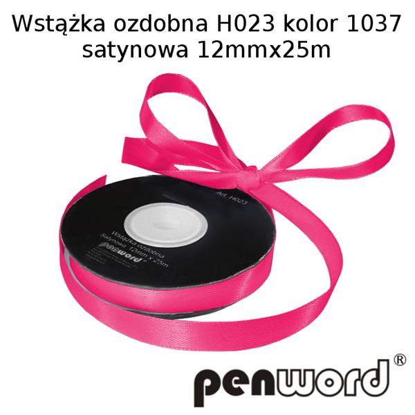 wstążka ozdobna 12mmx25m h023 kol.1037  róż a'1 satynowa psh  /5/