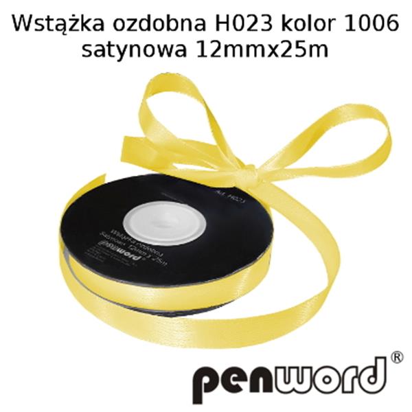 wstążka ozdobna 12mmx25m h023 kol.1006/ j.żółty/ a'1 satynowa   psh  /5/