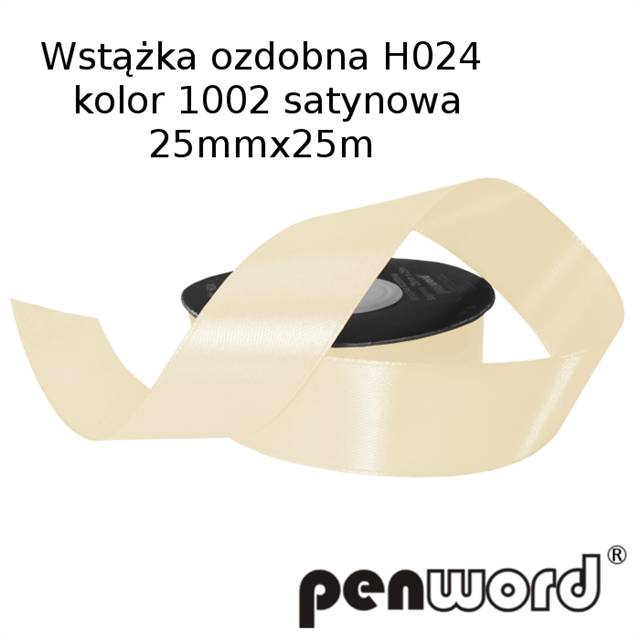 wstążka ozdobna 25mmx25m h024 1002 kremowy a'1 satynowa psh /5/