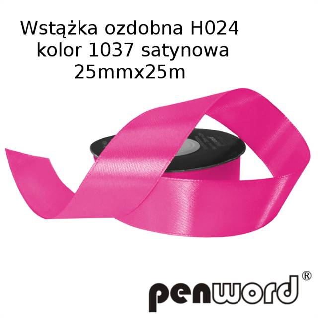 wstążka ozdobna 25mmx25m h024 1037 róż  a'1 satynowa psh /5/