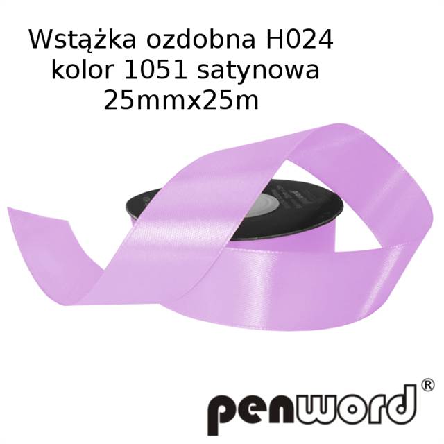 wstążka ozdobna 25mmx25m h024 kol.1051  fiolet a'1 satynowa psh       /5/