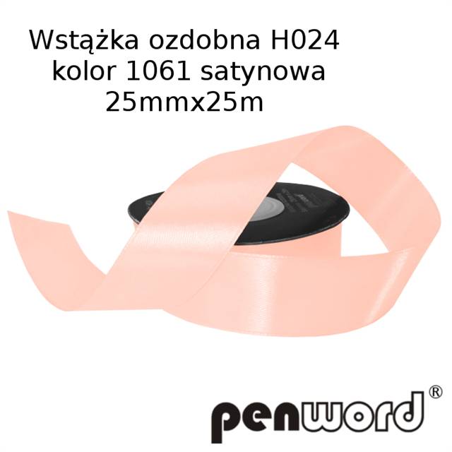 wstążka ozdobna 25mmx25m h024 kol.1061 róż a'1 satynowa psh /5/