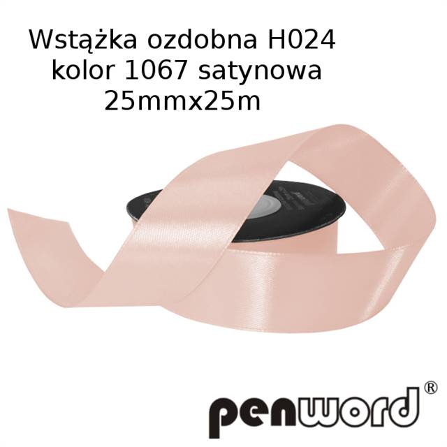 wstążka ozdobna 25mmx25m h024 1067 różowy a'1 satynowa psh /5/