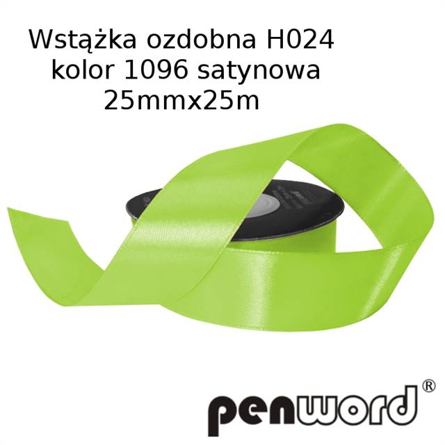 wstążka ozdobna 25mmx25m h024 1096 zieleń a'1 psh  satynowa /5/