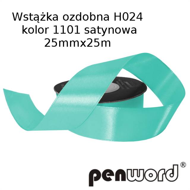 wstążka ozdobna 25mmx25m h024 1101      turkus a'1 satynowa  psh       /5/