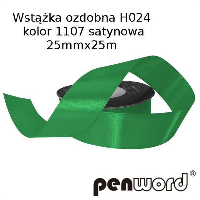 wstążka ozdobna 25mmx25m h024 1107 zielony a'1 satynowa psh /10/