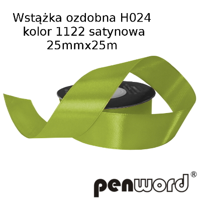 wstążka ozdobna 25mmx25m h024 kol.1122 zieleń a'1 satynowa psh /5/