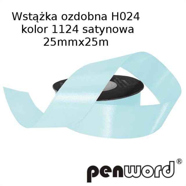 wstążka ozdobna 25mmx25m h024 kol.1124  j.błękitna a'1 satynowa psh         /5/