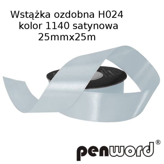 wstążka ozdobna 25mmx25m h024 kol.1140/szara/ a'1 satynowa psh /5/