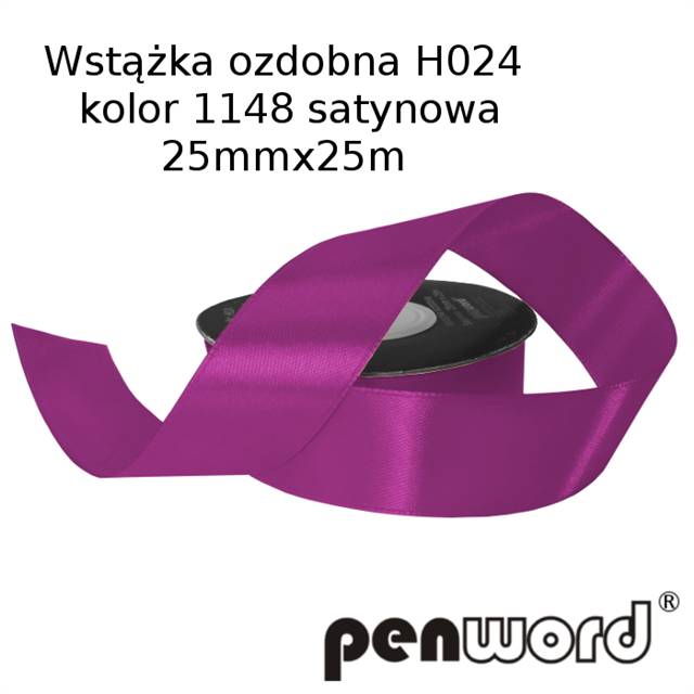 wstążka ozdobna 25mmx25m h024 1148 fiolet a'1 satynowa psh /5/