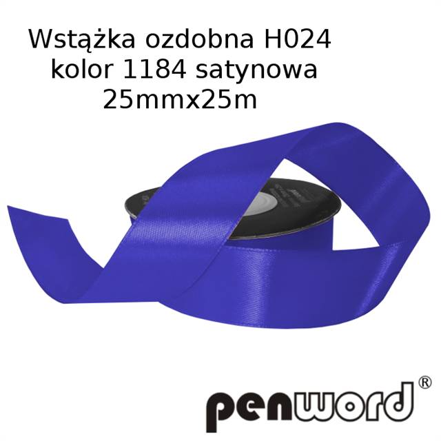 wstążka ozdobna 25mmx25m h024 kol.1184  fiolet a'1 satynowa psh /5/