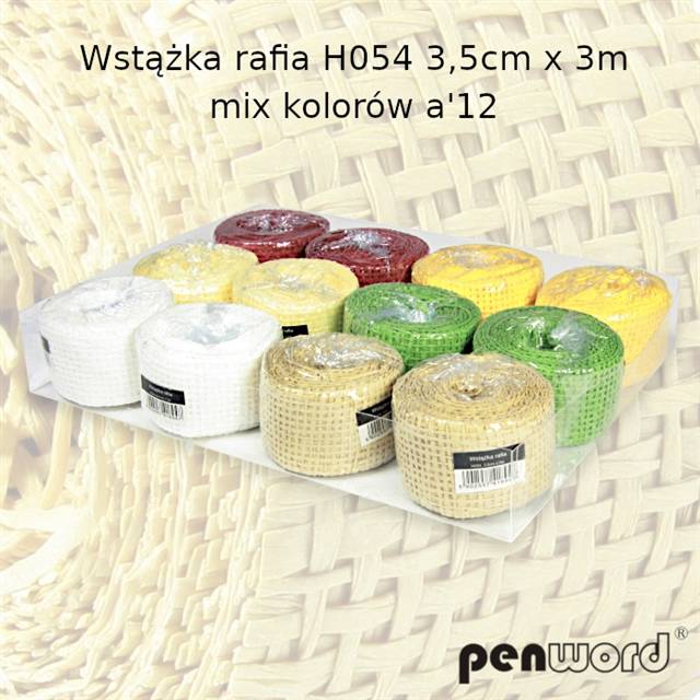 wstążka rafia a'1 mix 3.5cm*3m h054 /12/psh