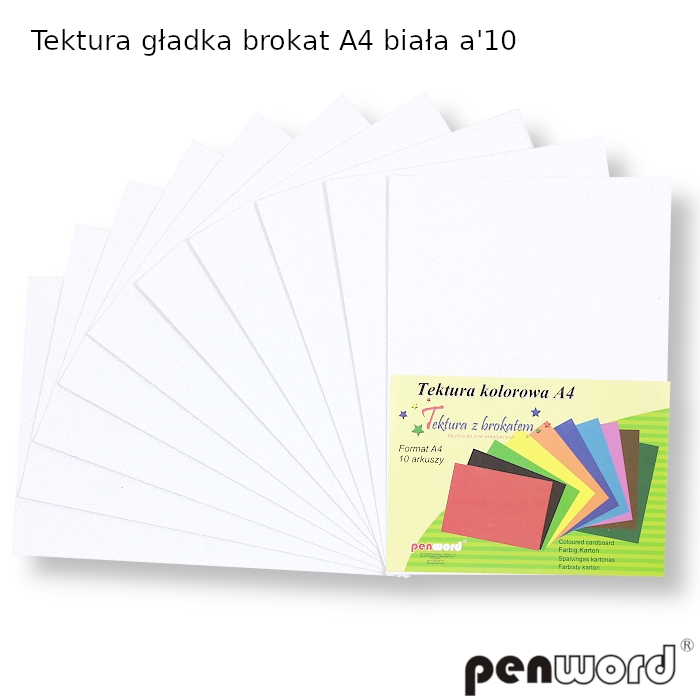 tektura brokat biała a4 10 arkuszy psh