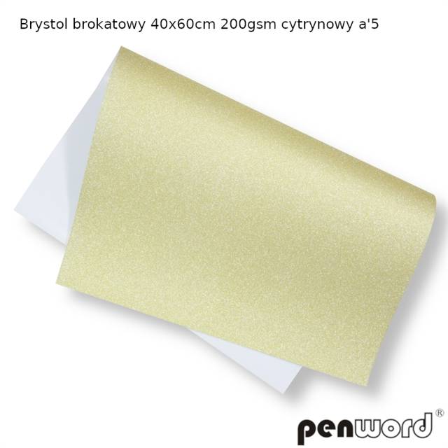 brystol brokat cytrynowy 40*60cm 5 arkuszy psh