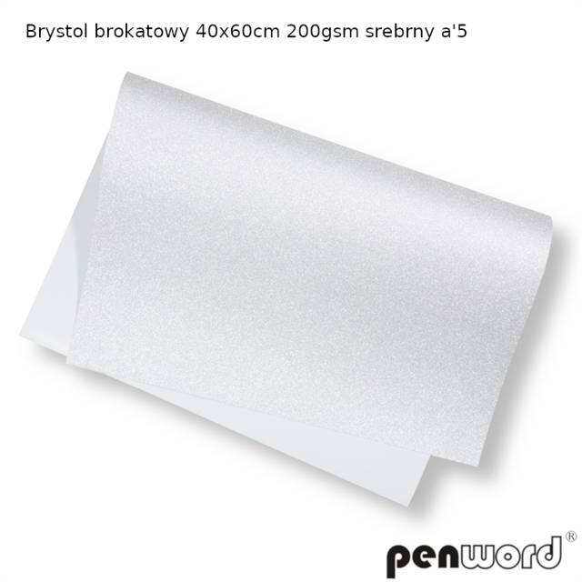 brystol brokat srebrny 40*60cm 5ark.    psh