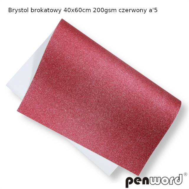 brystol brokat czerwony 40*60cm 5 arkuszy psh