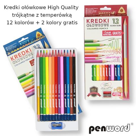 PSH-KREDKI OŁÓWK. 12KOL. HIGH QUALITY TRÓJKĄTNE Z TEMPERÓWKĄ K192 /24/