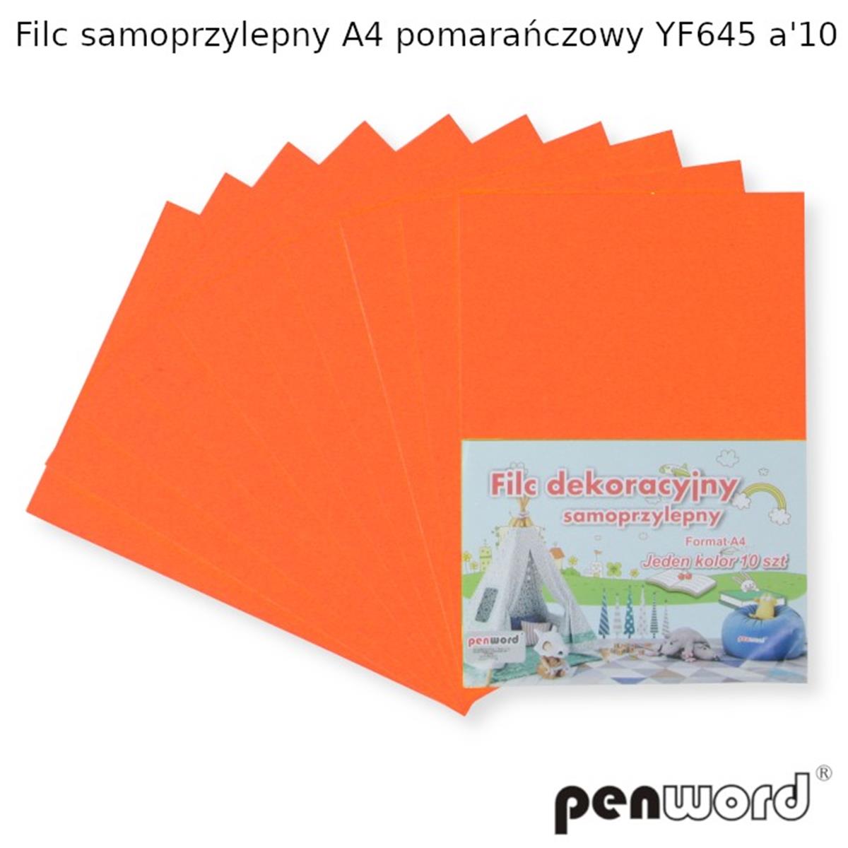 filc samoprzylepny a4 pomarańczowy 10 ark.psh yf645