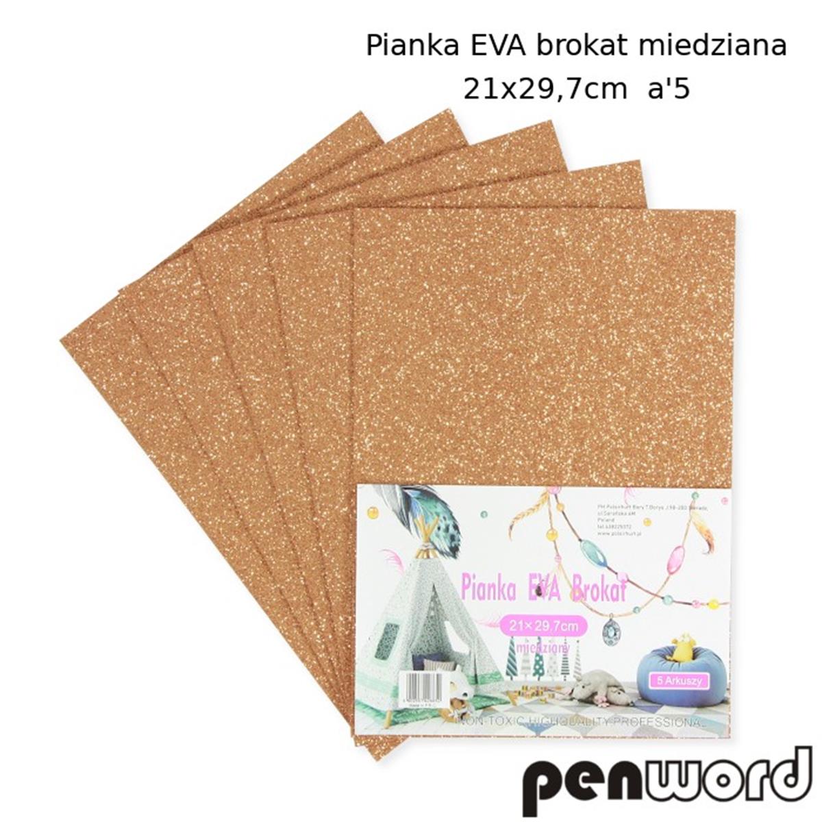 pianka eva brokat miedziany 21*29,7cm 5 arkuszy psh