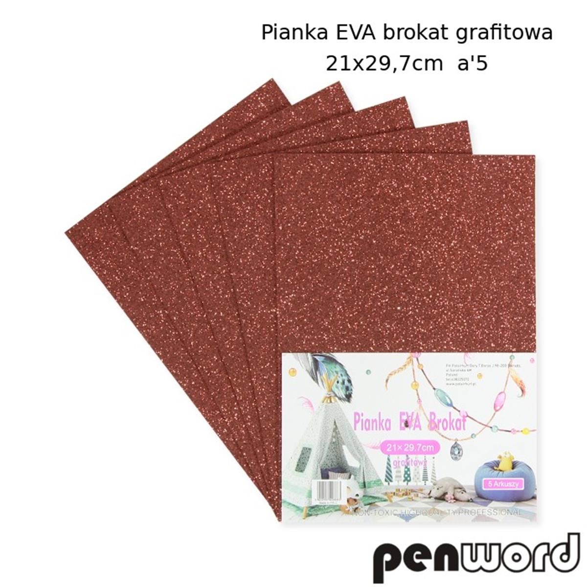 pianka eva brokat grafitowy  21*29,7cm 5 arkuszy psh