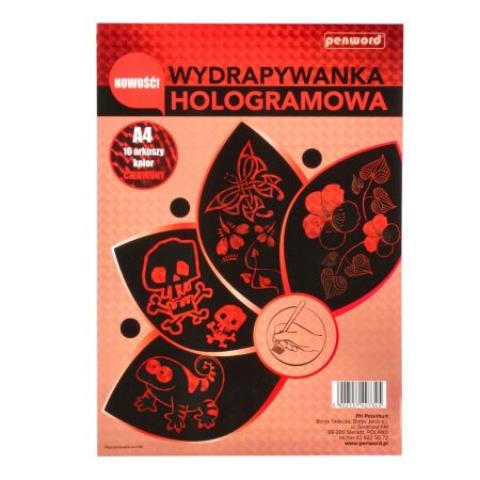 wydrapywanka hologramowa a4/10 arkuszy  kolor czerwony psh