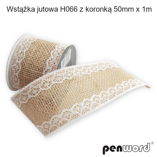 wstążka jutowa z koronką 50mm*1m h066   psh /12/