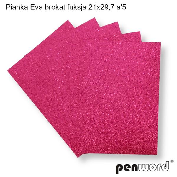 pianka eva brokat fuksja 21*29,7cm 5 arkuszy psh