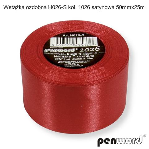 WSTĄŻKA OZDOBNA 50MM*25M SATYNOWA CZERWONA H26-S 1026 PSH /5/