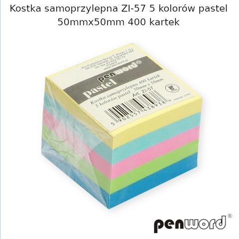 kostka samoprzylepna pastel 400 kartek  5k olorów 50mm*50mm zi-57 psh /12/