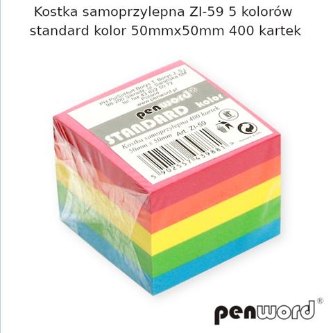 kostka samoprzylepna standard kolor 400 kartek 50mm*50mm zi-59 psh /12/