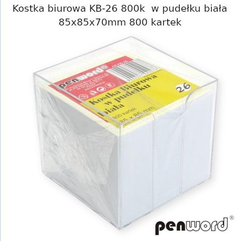 kostka biurowa w pudełku biała 85*85*70mm 800 kartek kb-26 psh /6/