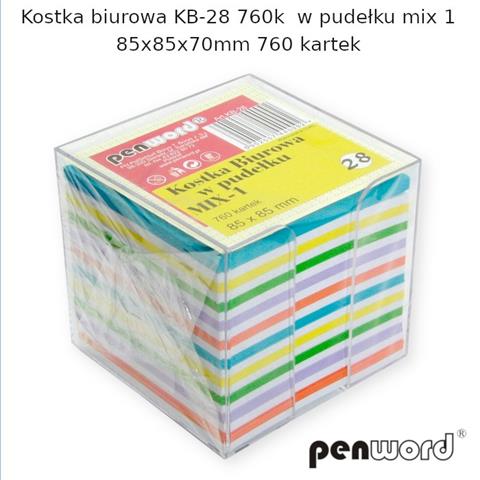 kostka biurowa w pudełku kolorowa mix-1 85*85*70mm 760 kartek kb-28 psh  /6/
