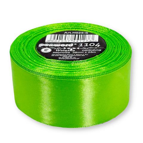 WSTĄŻKA OZDOBNA 38MMX25MM H025 1104 JASNOZIELONA SATYNOWA PSH /5/