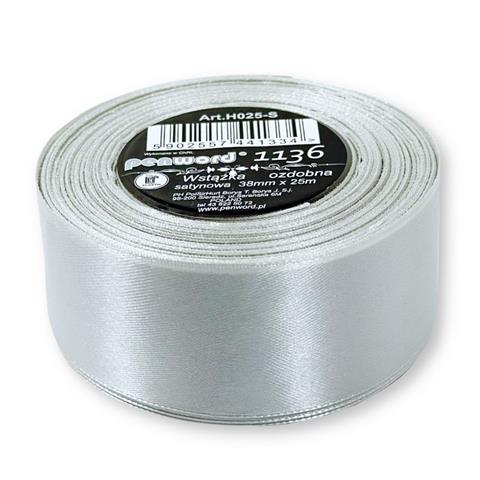 WSTĄ˝KA OZDOBNA 38MMX25M H025-S 1136 SREBRNA SATYNOWA PSH