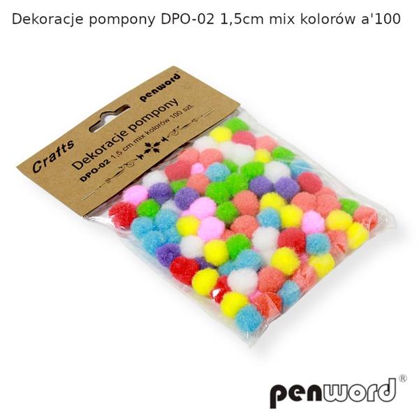 POMPONY 1,5CM MIX KOLORÓW A'100 DPO-02  PSH /20/