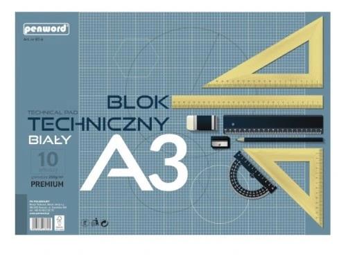BLOK TECHNICZNY A3 BIAŁY 10K/250G PREMIUM BT-6 PSH /10/