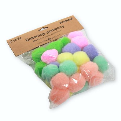 DEKORACJE POMPONY DPO-19 5cm PASTEL MIX KOLORÓW a'30 PSH