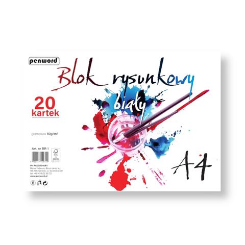 BLOK RYSUNKOWY A4 BIAŁY 20K/80G BR-1PSH /10/