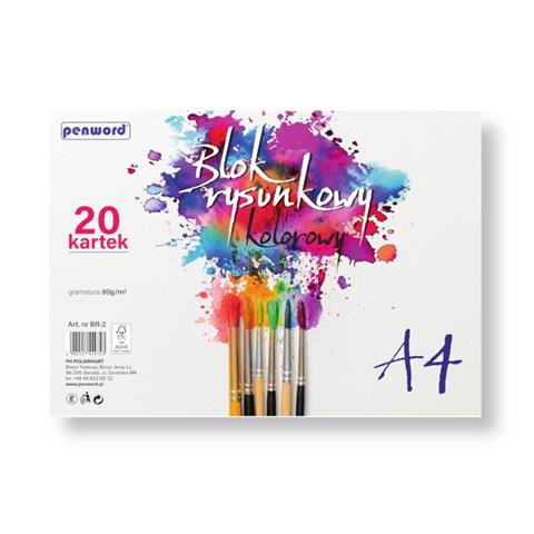 BLOK RYSUNKOWY A4 KOLOROWY 20K/80G BR-2 PSH /10/