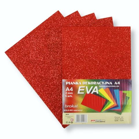 PIANKA EVA BROKAT CZERWONA BIODEGRADOWALNA 21*29,7CM 5 ARKUSZY PSH BGLE-001