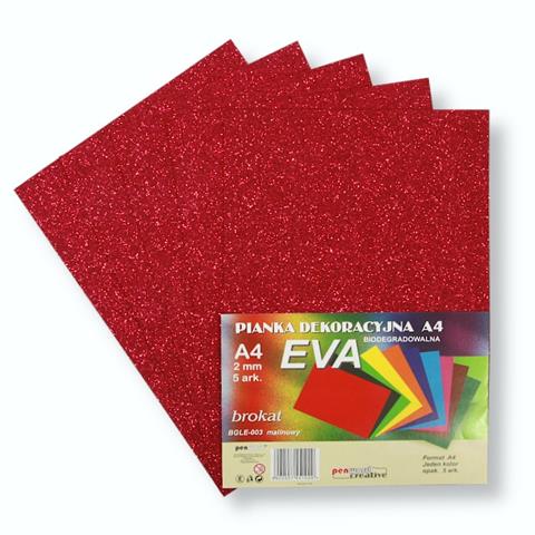 PIANKA EVA BROKAT MALINOWA BIODEGRADOWALNA 21*29,7CM 5 ARKUSZY PSH BGLE-003