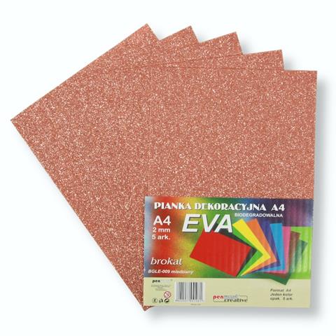 PIANKA EVA BROKAT MIEDZIANA BIODEGRADOWALNA 21*29,7CM 5 ARKUSZY PSH BGLE-009
