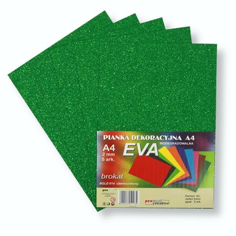 PIANKA EVA BROKAT CIEMNOZIELONY BIODEGRADOWALNA 21*29,7CM 5 ARKUSZY PSH BGLE-014