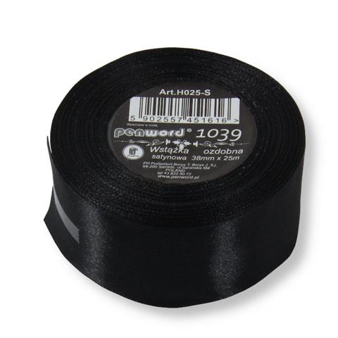 WSTĄŻKA OZDOBNA 38MMX25MM H025 1039 CZARNASATYNOWA PSH /5/
