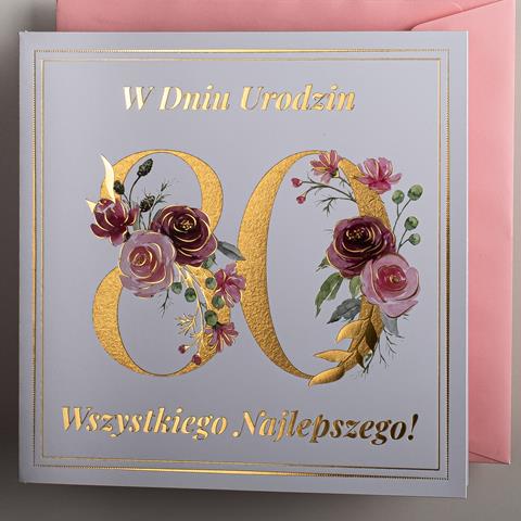 ART NUVO KARTKA KW URODZINY 80 KWIATOWA CK 06 /10/