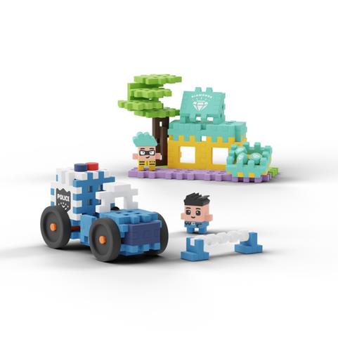 MARIO-KLOCKI MINI WAFLE CITY 80EL AUTO POLICYJNE I JUBILER