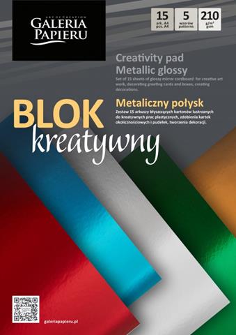 blok a4 kreatywny metaliczny połysk  15 arkuszy/5 wzorów 258002 argo