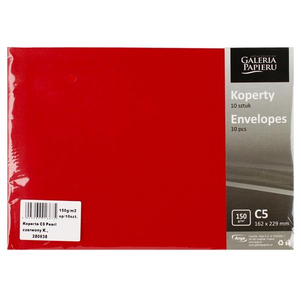 KOPERTA C5 150g/10szt CZERWONY PEARL 280638 ARGO