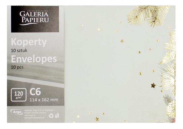 KOPERTA C6 120g/10szt ZŁOTE ŚWIĘTA P.   280294 ARGO