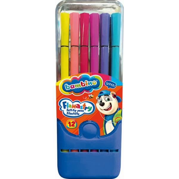 MAJEWSKI FLAMASTRY 12 KOLORÓW BAMBINO W OPAKOWANIU PLASTIKOWYM /12/